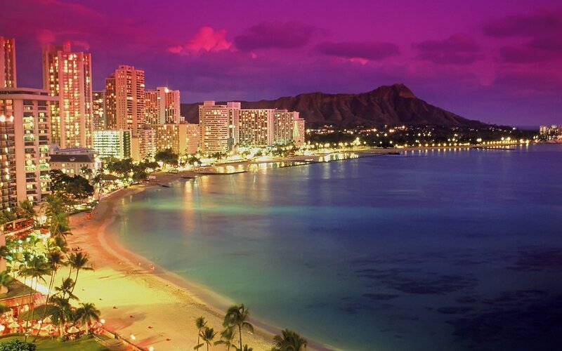 Hawaii Beach at Night — Purple