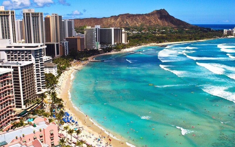 Hawaii Beach with Hotels