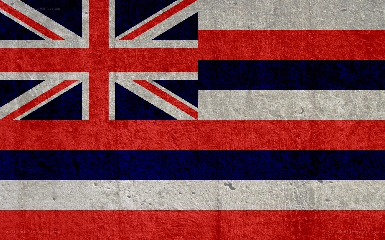 Hawaii state flag on concrete