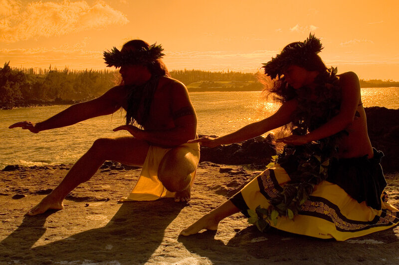 Hawaiian Dancers on Beach