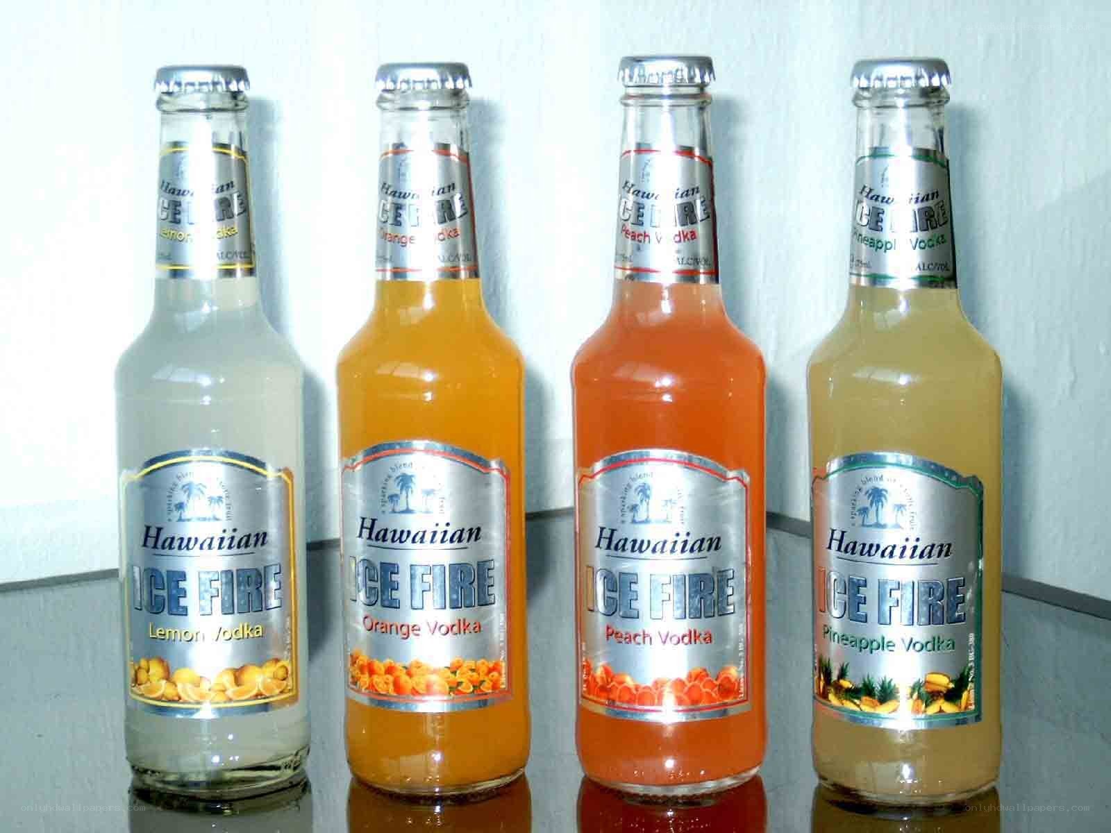 Hawaiian Ice Fire vodka bottles