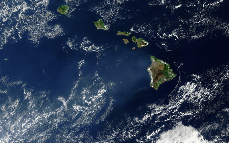 Hawaiian Islands from Space — Blue, Serene, Photograph