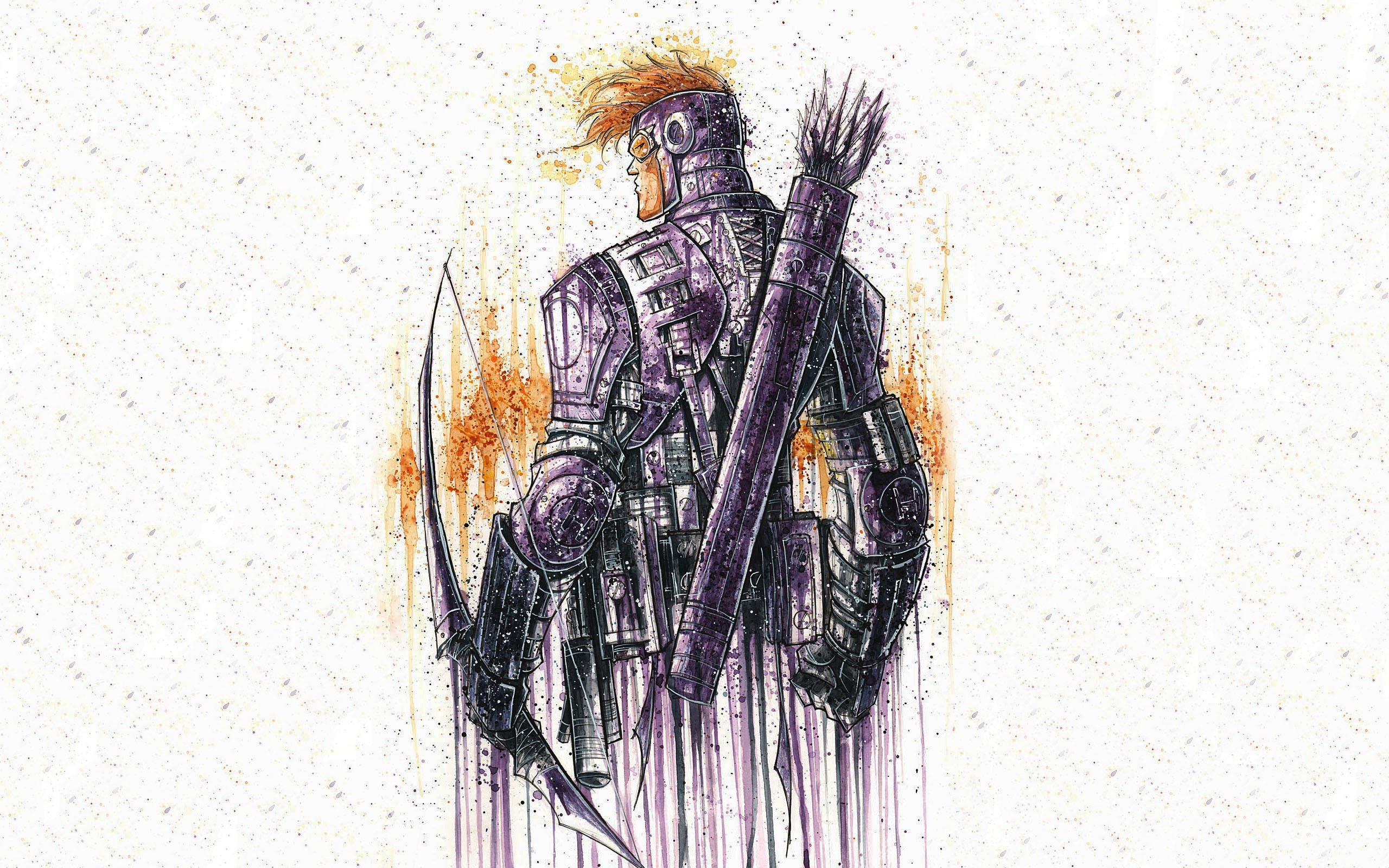 Hawkeye in purple armor