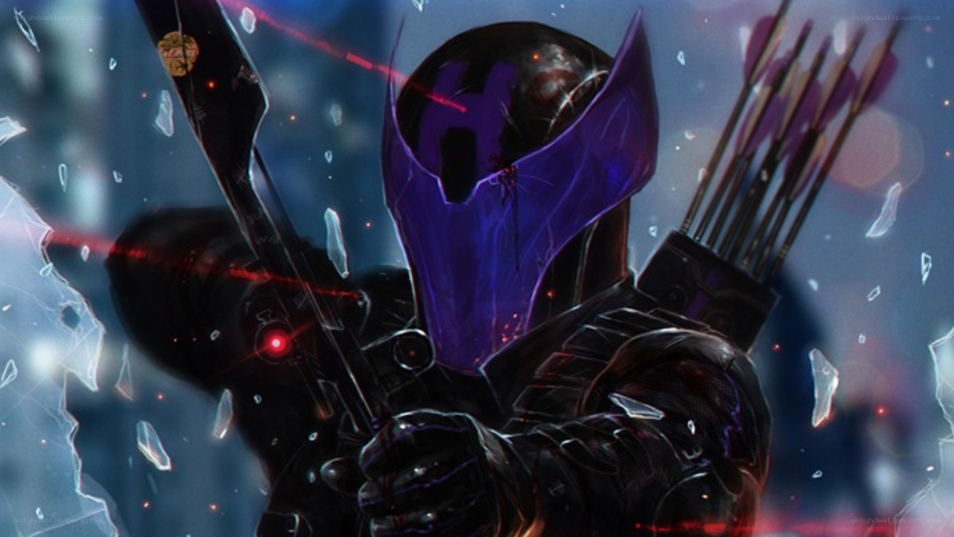 Hawkeye in purple armor