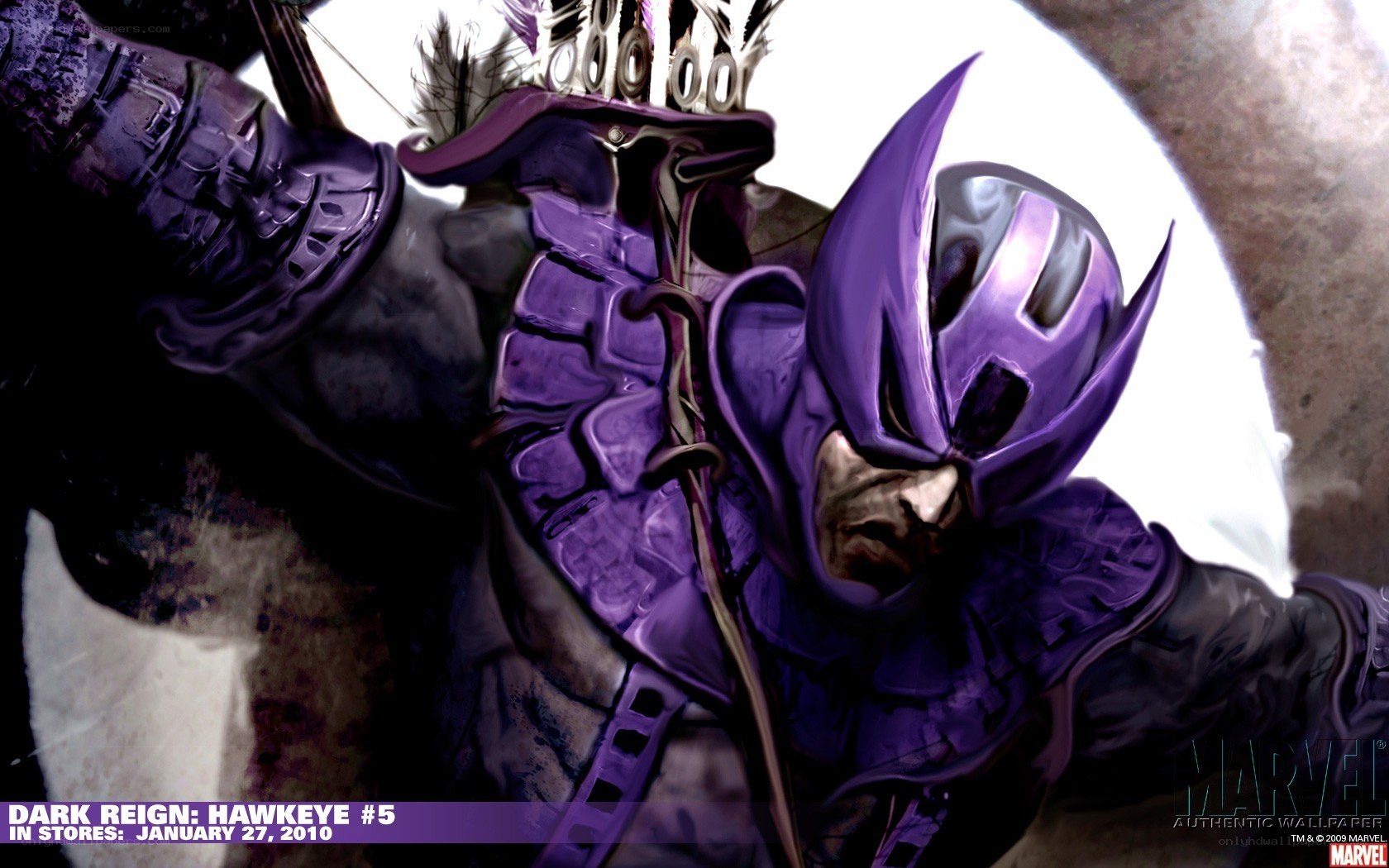 Hawkeye in purple armor