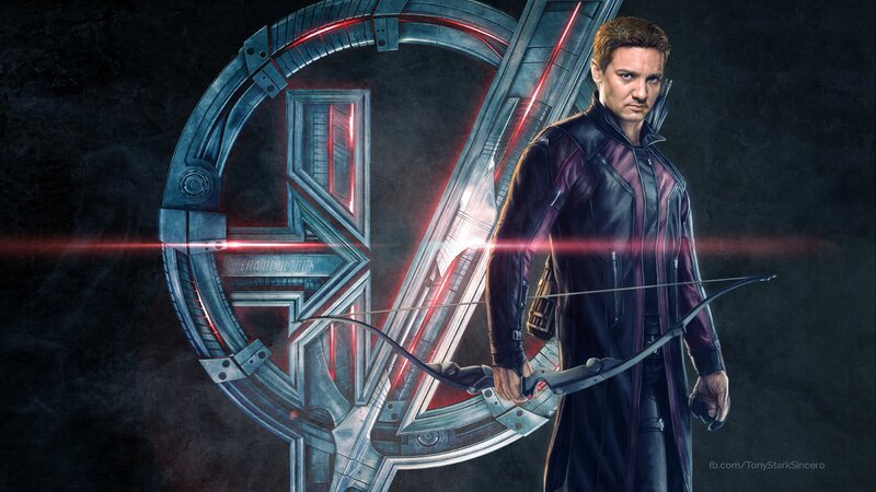 Hawkeye with Bow — Black, Dramatic, Digital Art