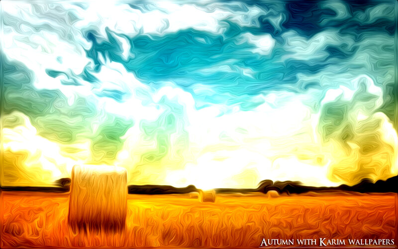 Hay Bale in Field — Orange, Dramatic