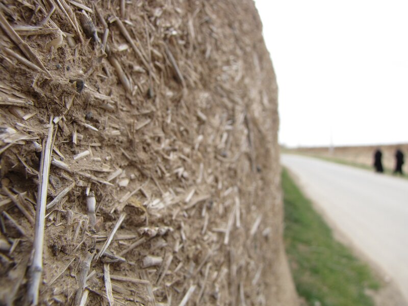 Hay bale on roadside