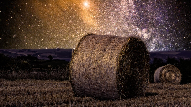 Hay Bales under Stars