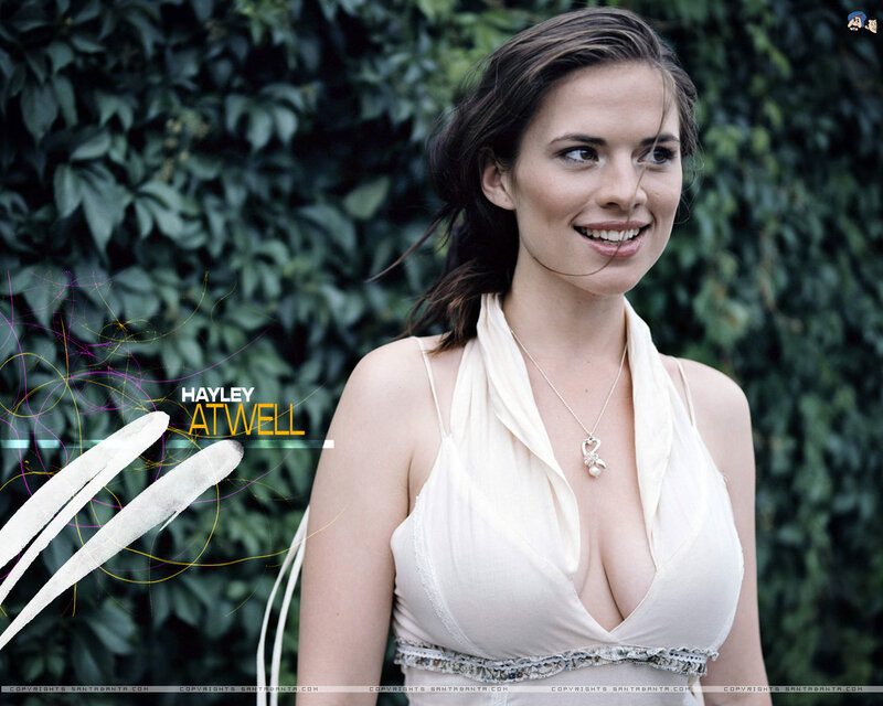 Hayley Atwell in white dress