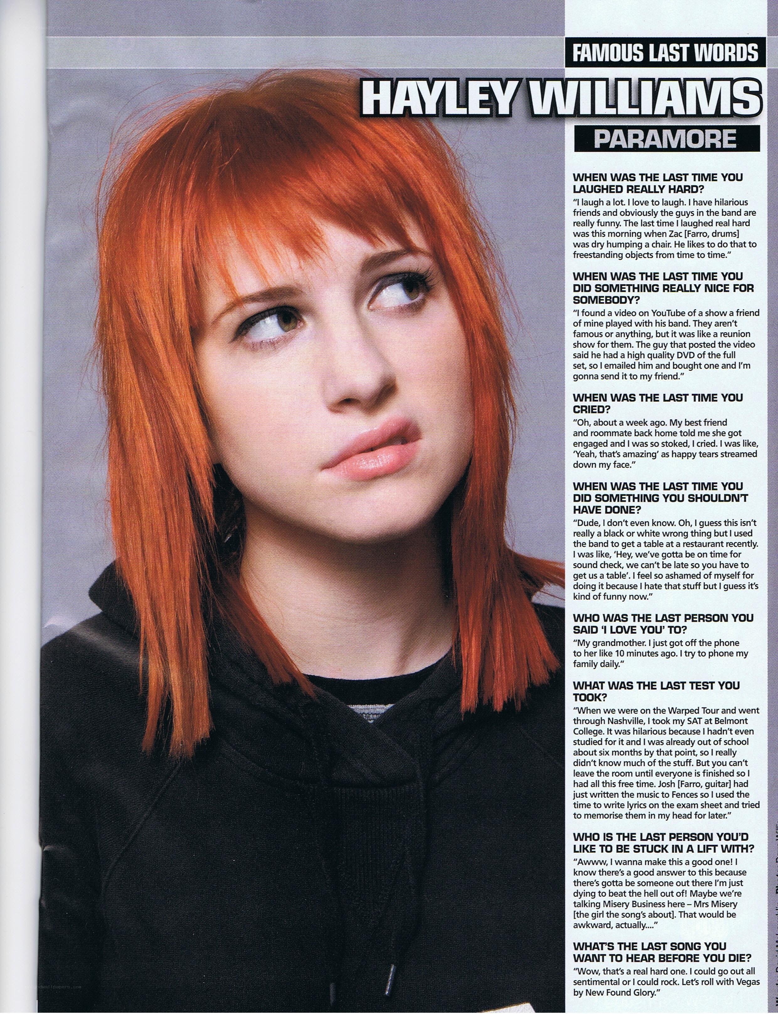 Hayley Williams interview page