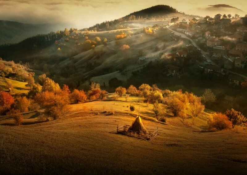 Haystack in Autumn Field