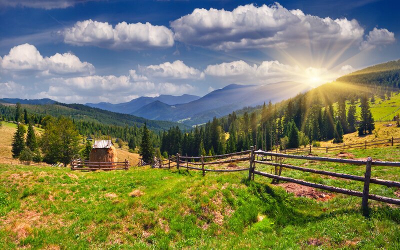 Haystack in Mountain Valley — Green