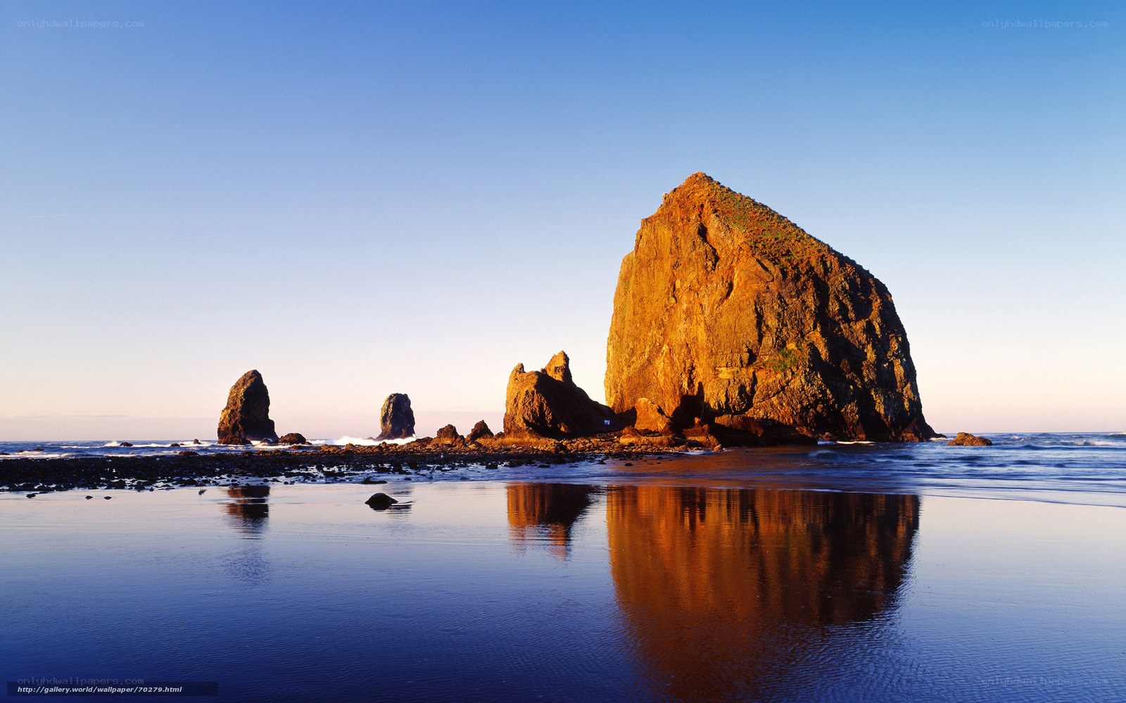 Haystack Rock at sunrise
