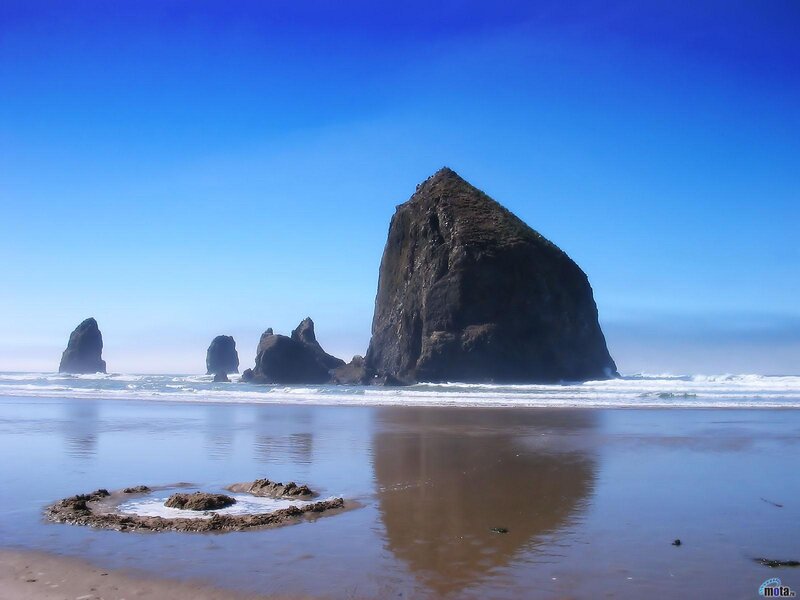 Haystack Rock Formation — Blue, Serene, Afternoon
