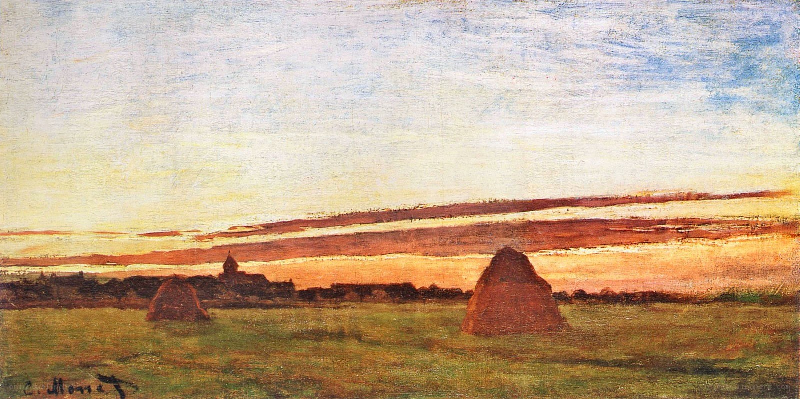 Haystacks at Sunset