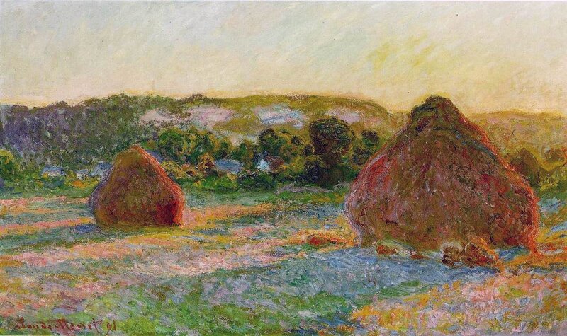 Haystacks in a Field — Green, Serene