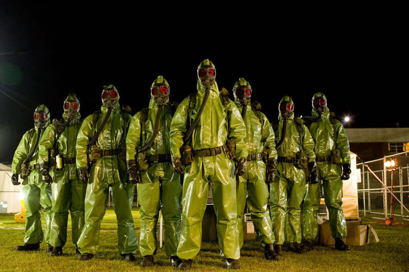 Hazmat team at night