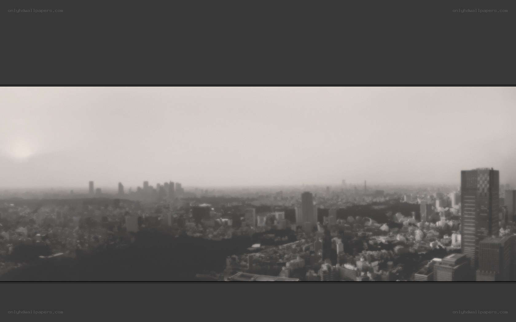 hazy city skyline view