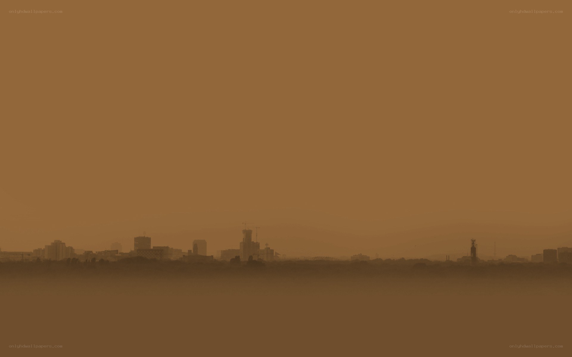 hazy city skyline