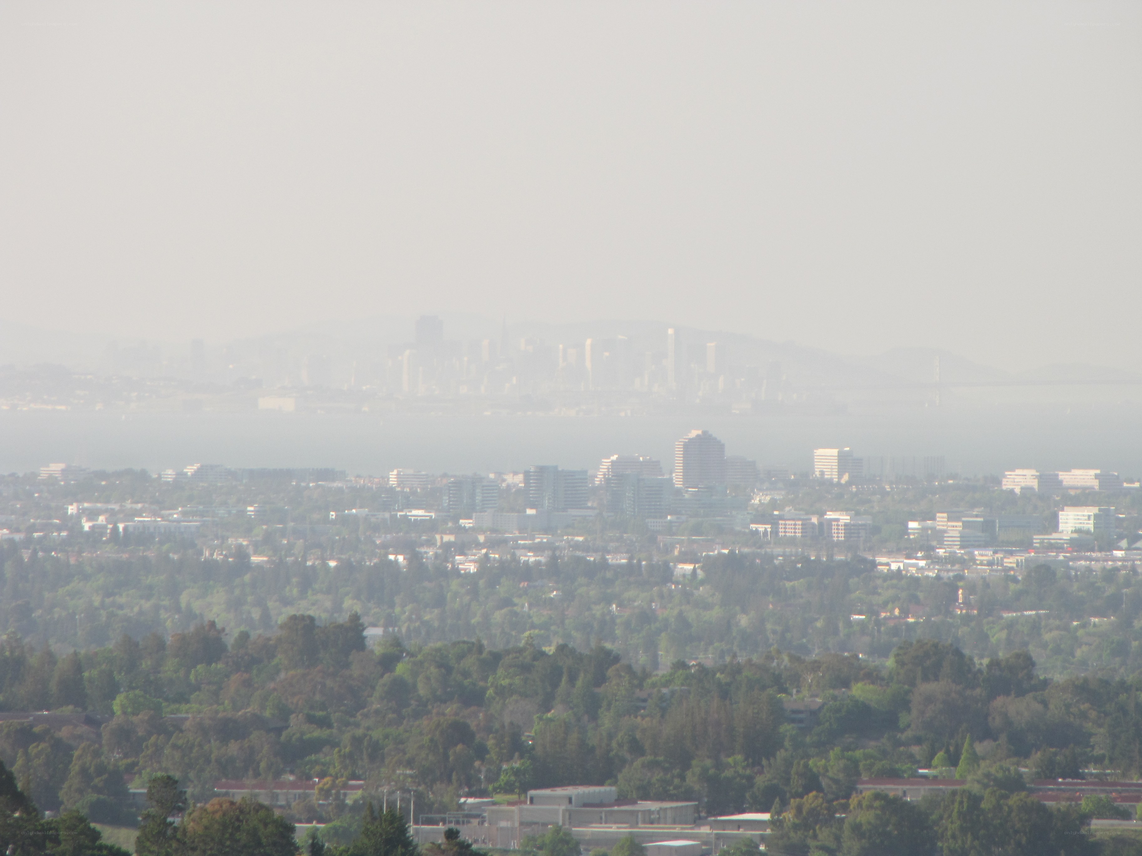 hazy cityscape view