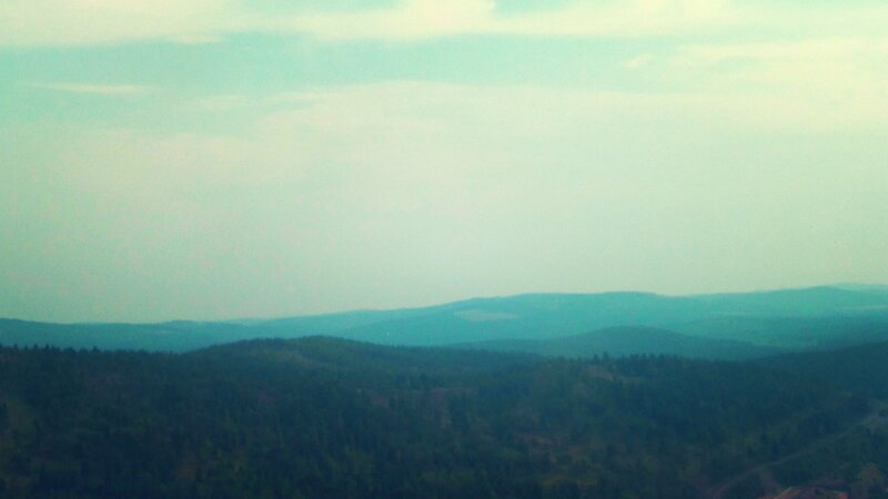hazy mountain landscape