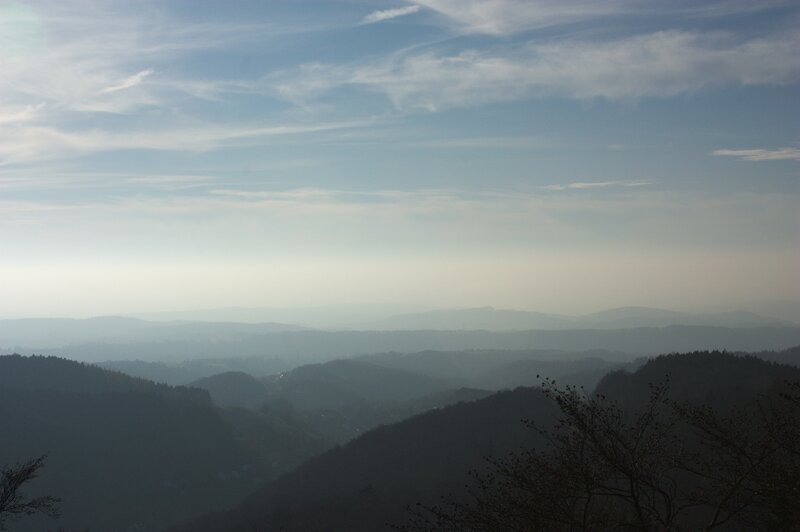 Hazy Mountain Landscape — Blue