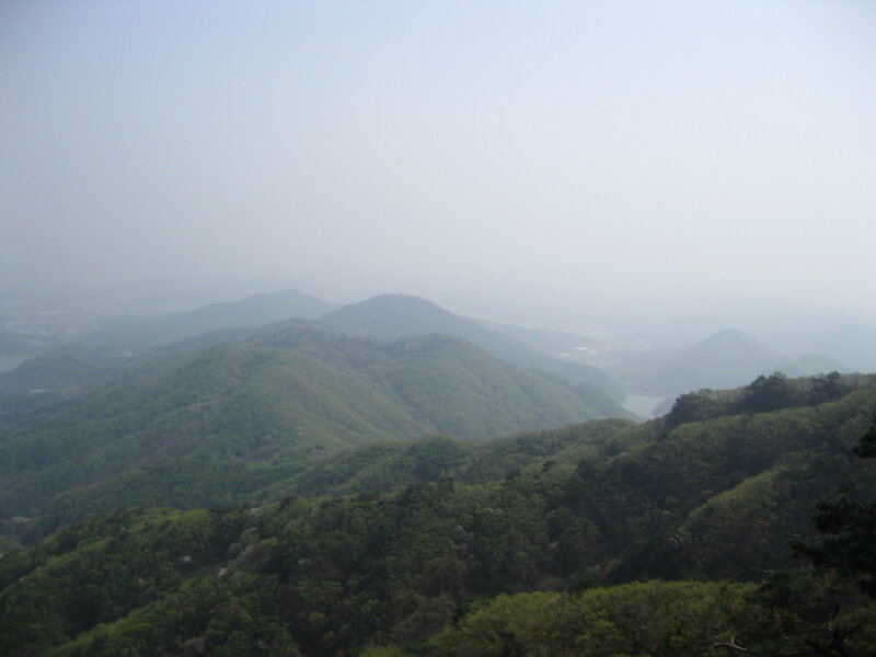 hazy mountain landscape view