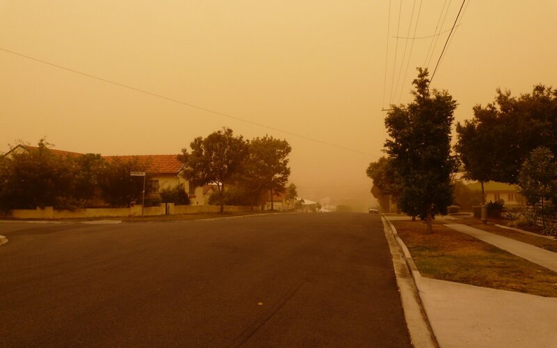 Hazy suburban street