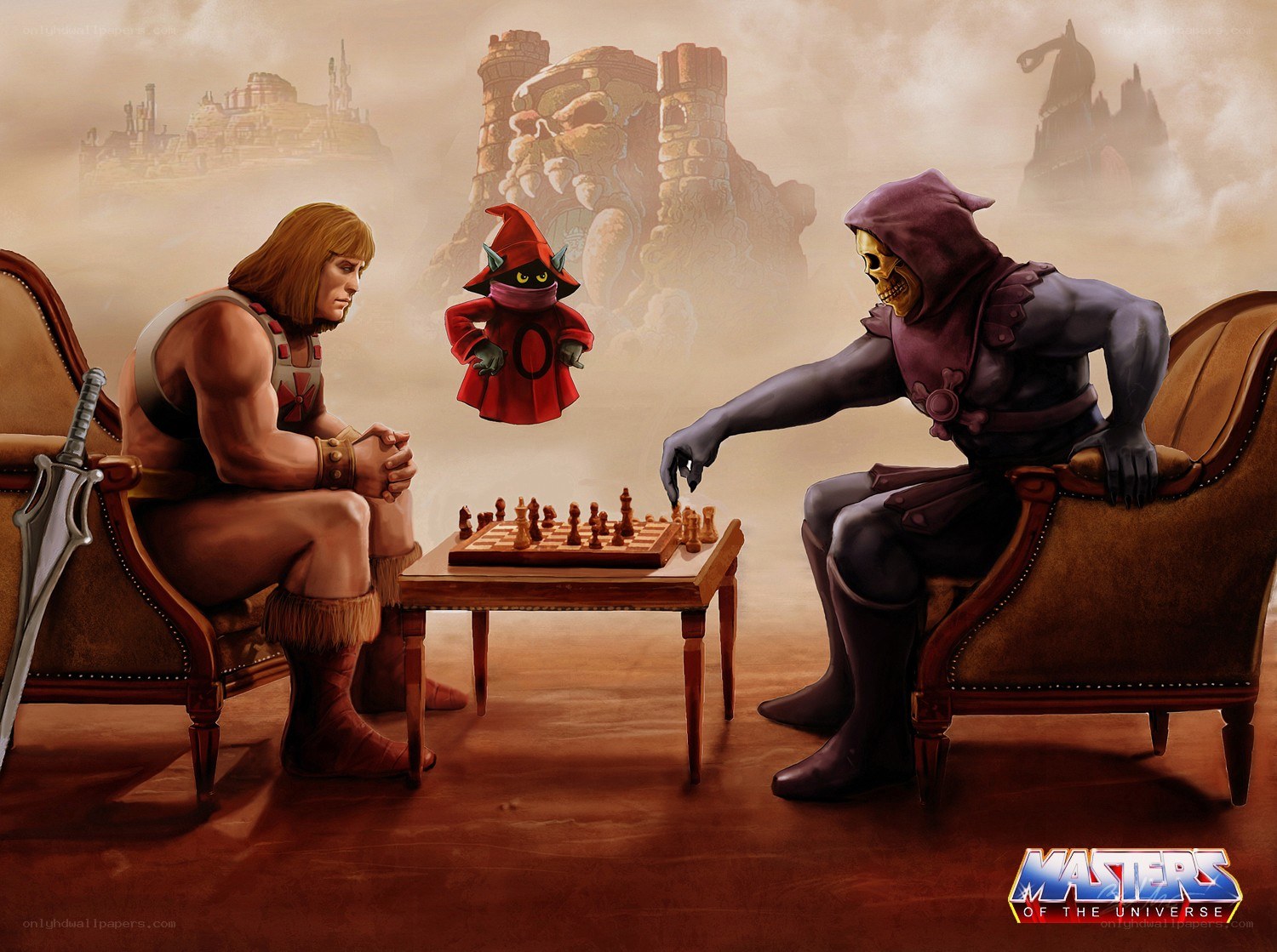 He-Man and Skeletor play chess