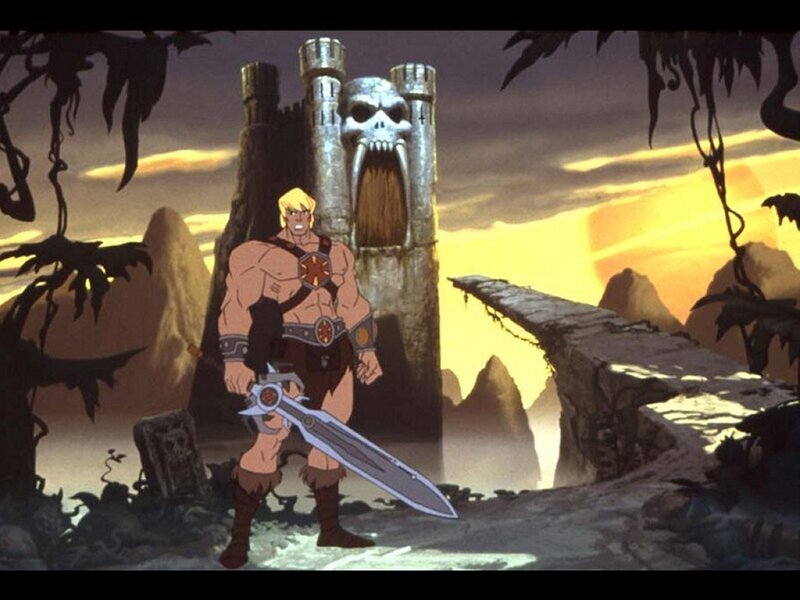 He-Man stands before a skull gate