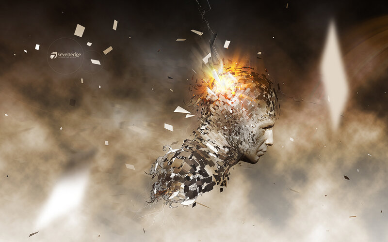 Head exploding into fragments