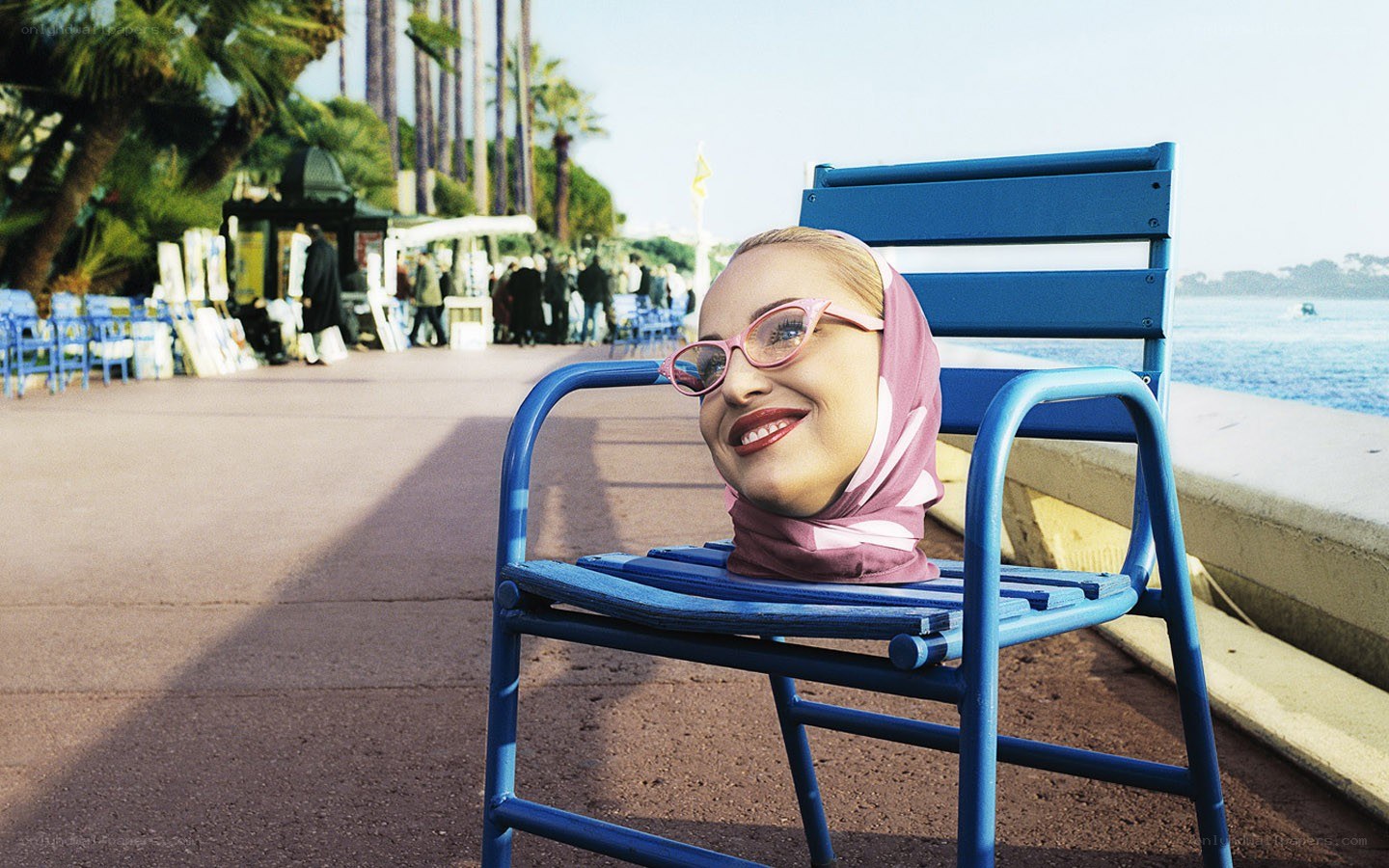Head on a beach chair