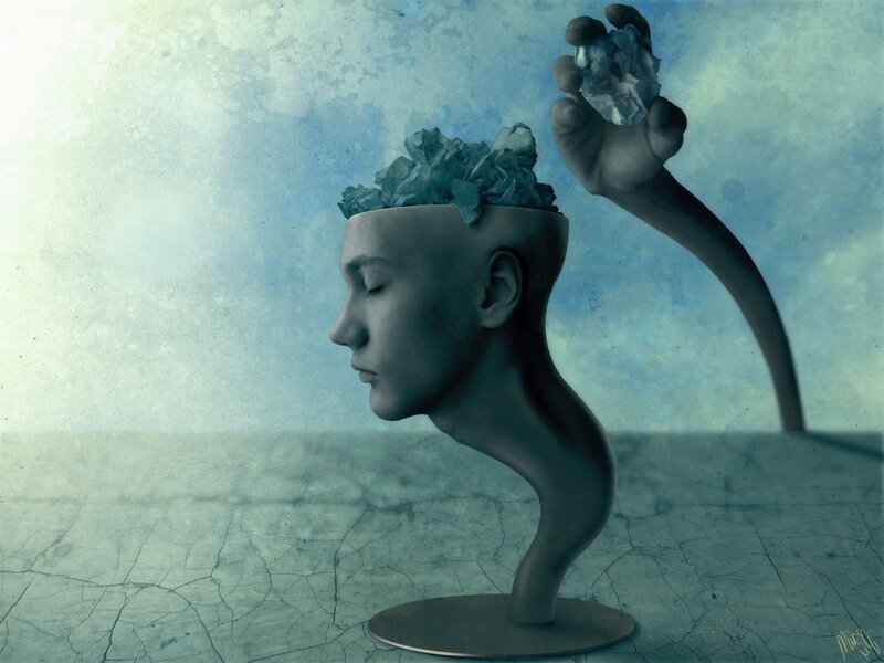 Head with Crumpled Paper