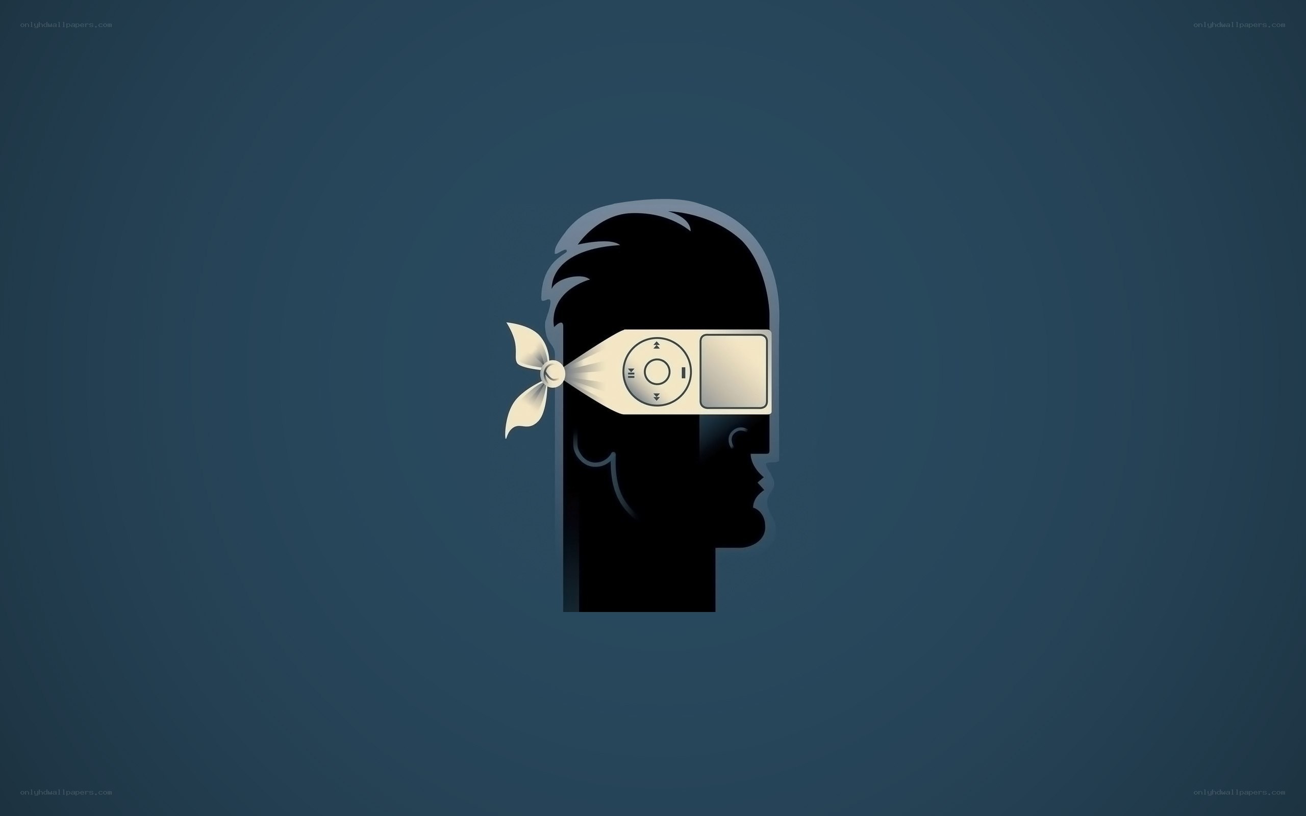 head with music player