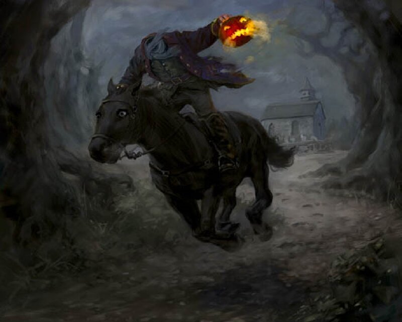 Headless Horseman on Horse — Black, Dark, Eerie