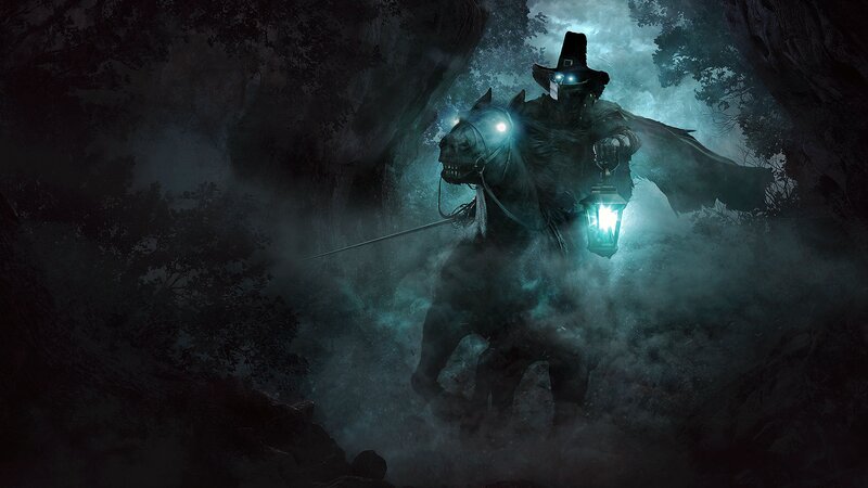 Headless Horseman on Horse — Black, Dark