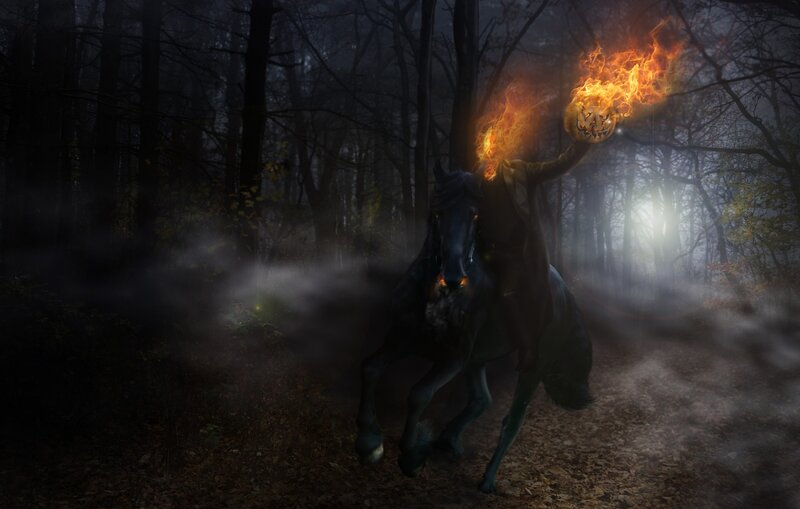 Headless Horseman on Horse — Black, Eerie
