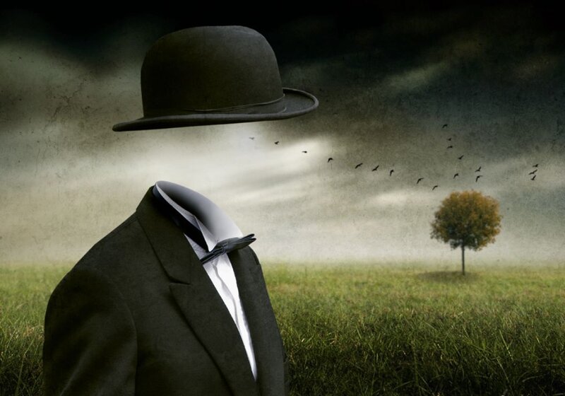 Headless man in a field