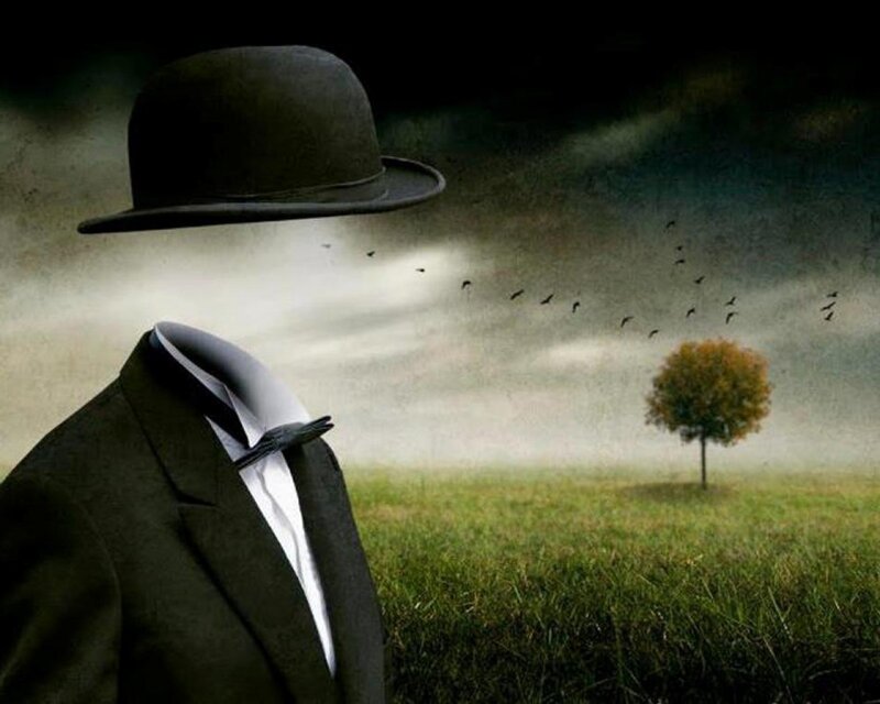 Headless Man in Suit — Green, Dramatic