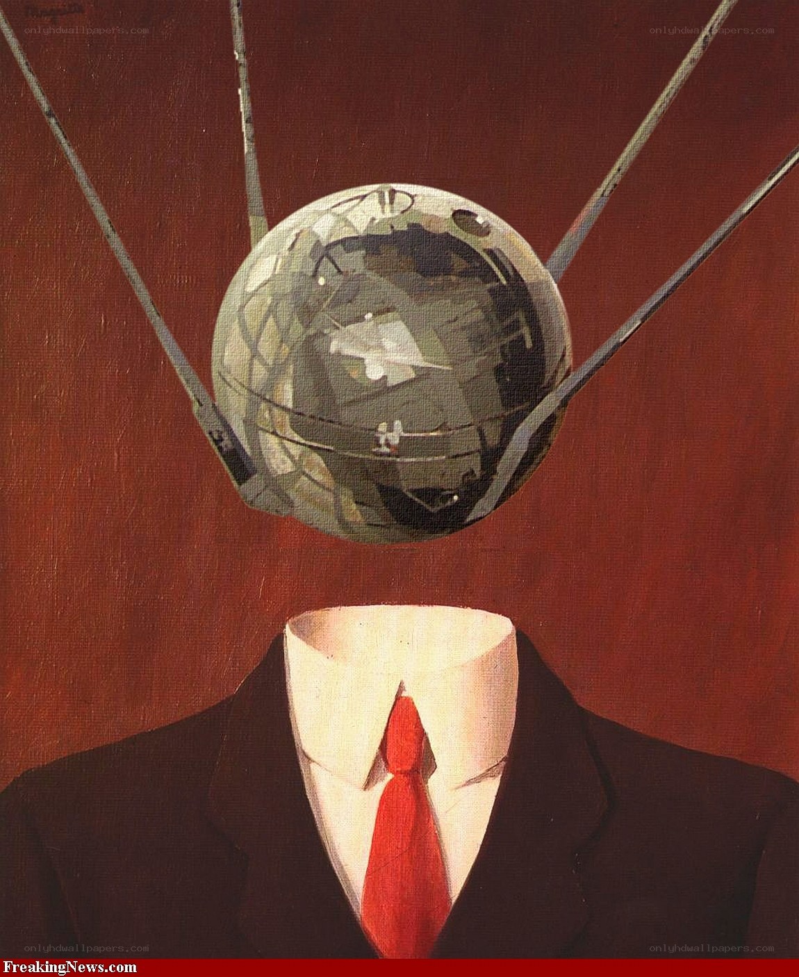 headless man with satellite