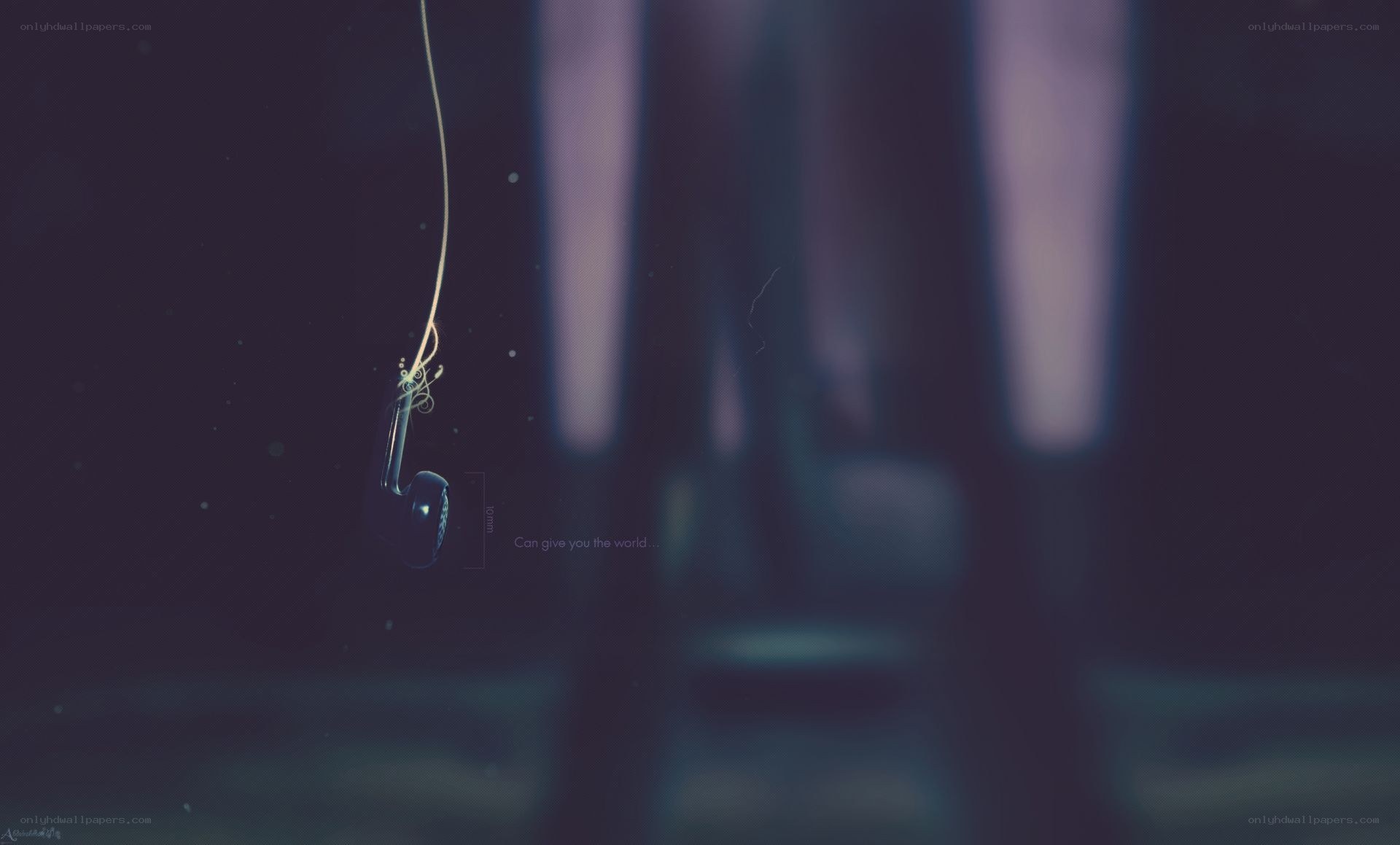 Headphone hanging in dark space