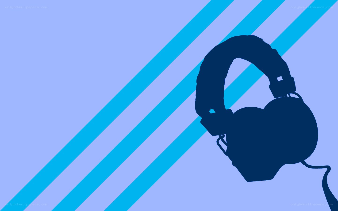 headphone silhouette on blue stripes