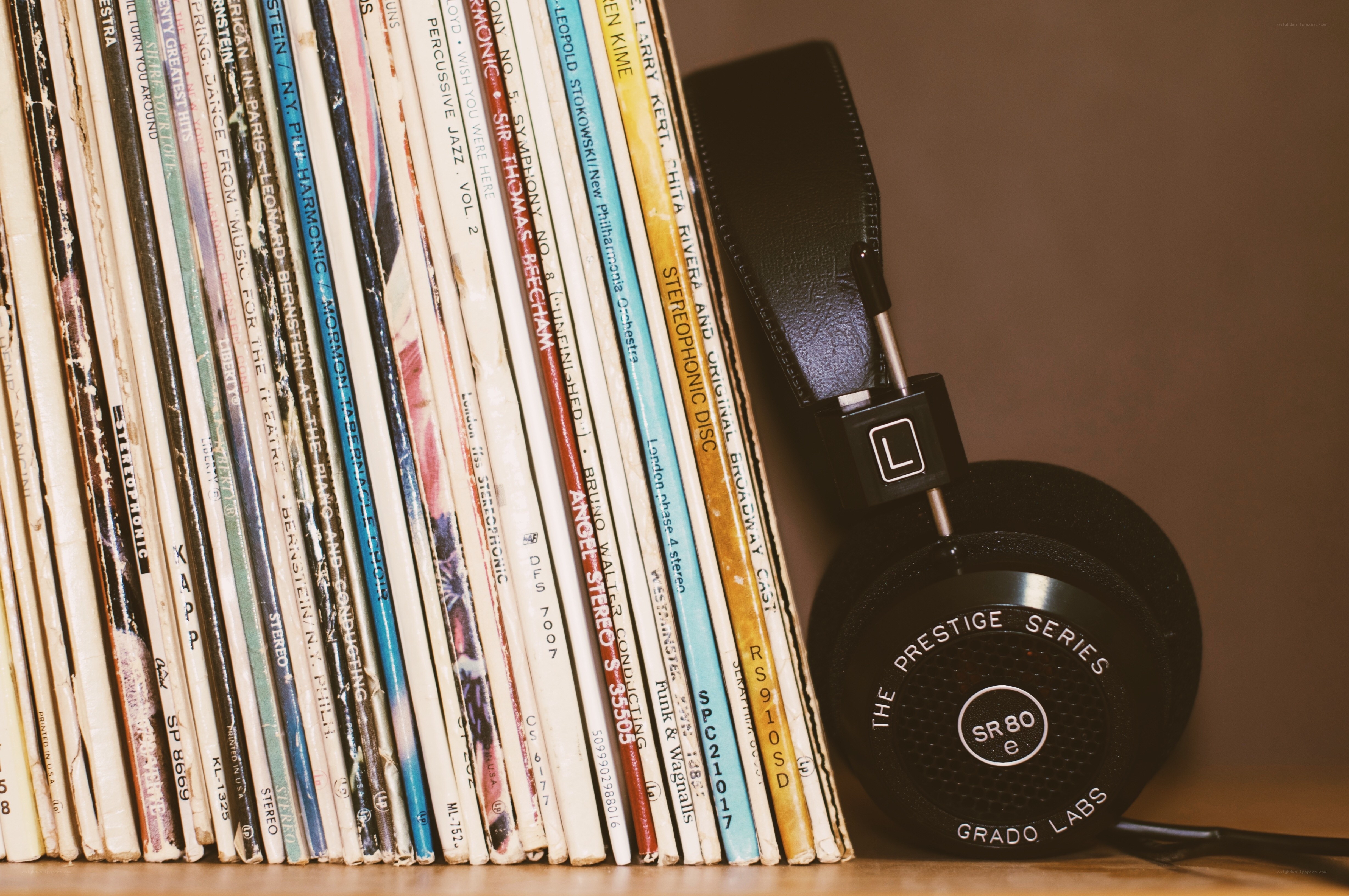 headphones and vinyl records