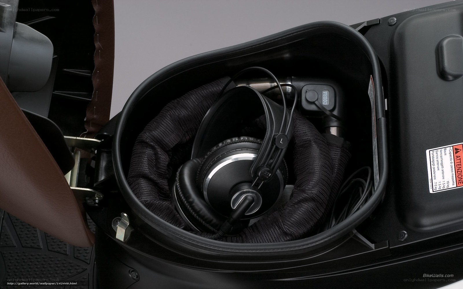 Headphones in scooter storage
