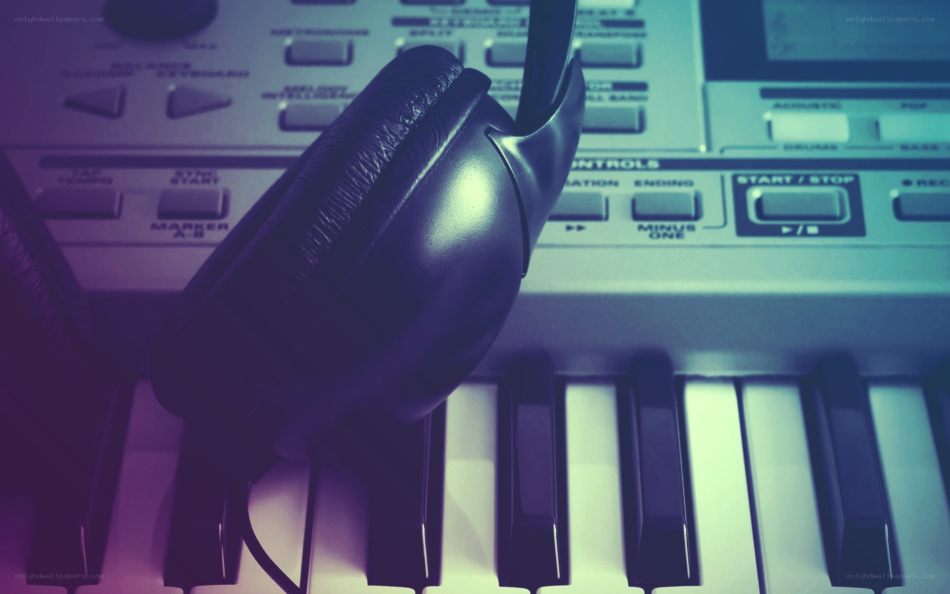 headphones on a keyboard