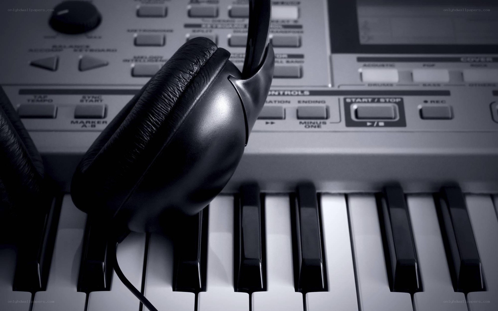 headphones on a keyboard
