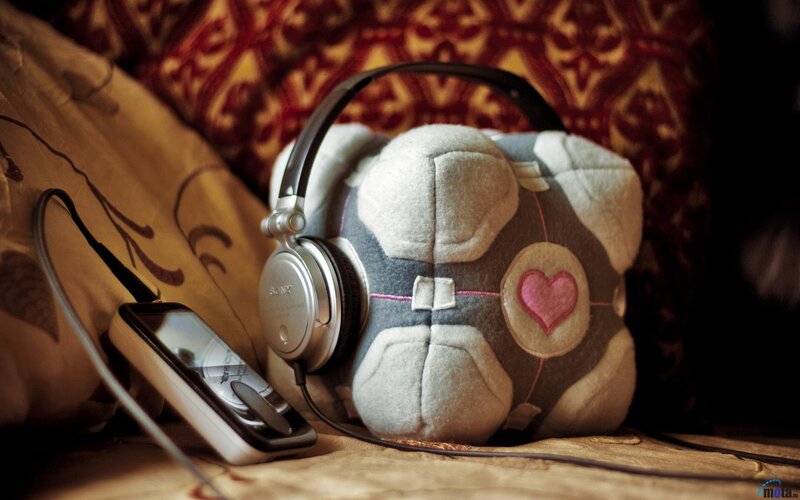 headphones on a plush toy