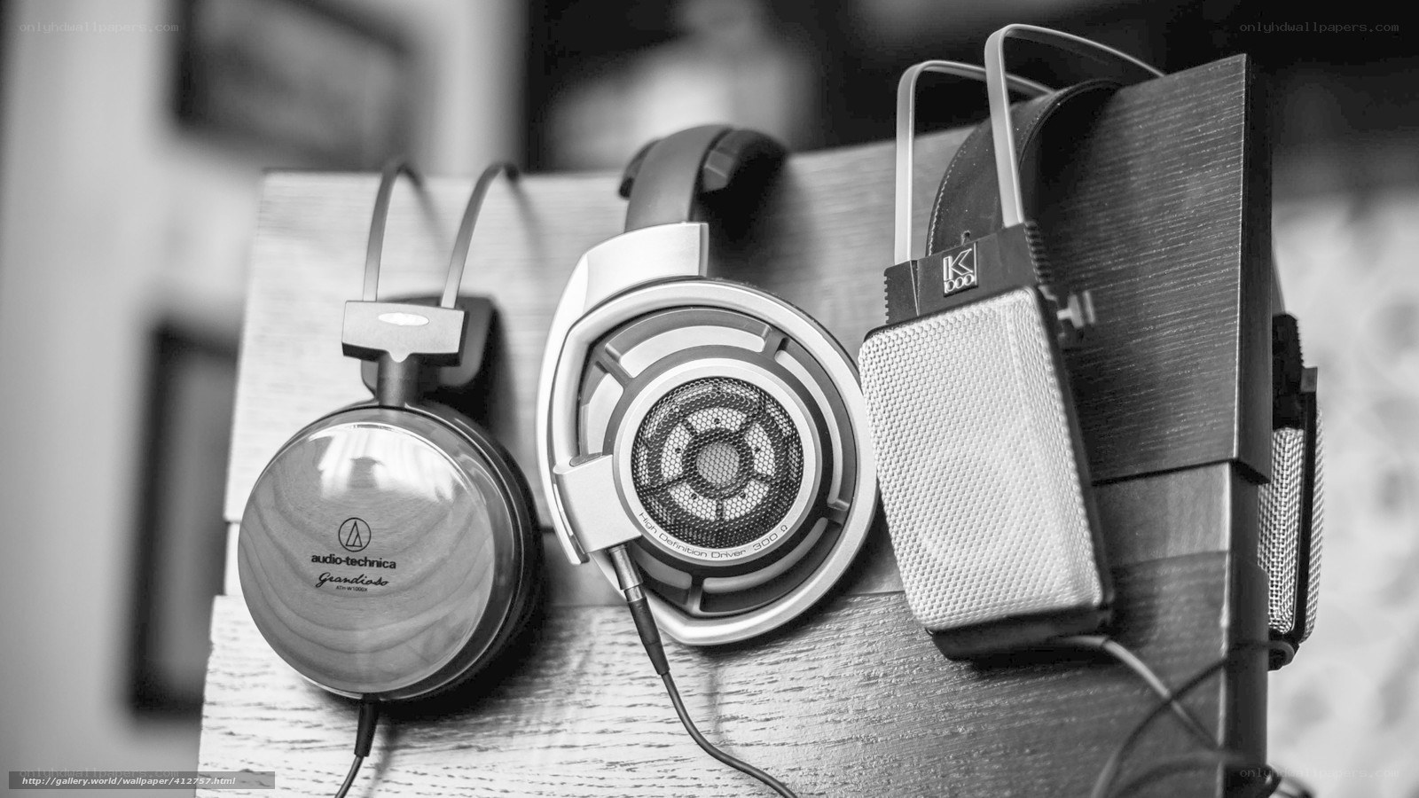headphones on a wooden surface