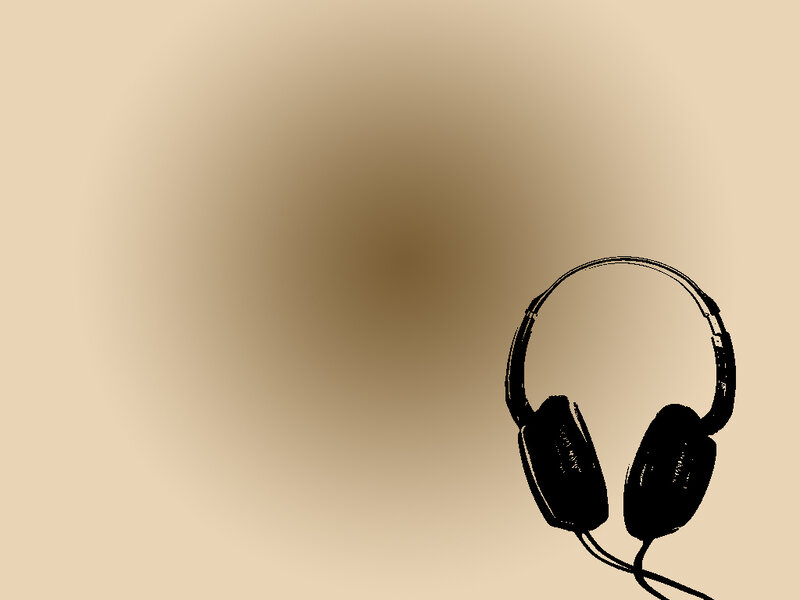 headphones on beige background